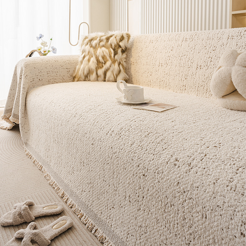 Cream Style Plush Sofa Cover One-Piece Light Luxury High-End Thickened Full Cover Sofa Towel Cover Blanket Cross-Border