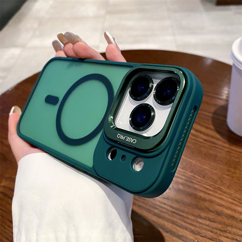 跨境爆款适用苹果17磁吸金属镜头支架手机壳iPhone16镜头膜保护套|undefined