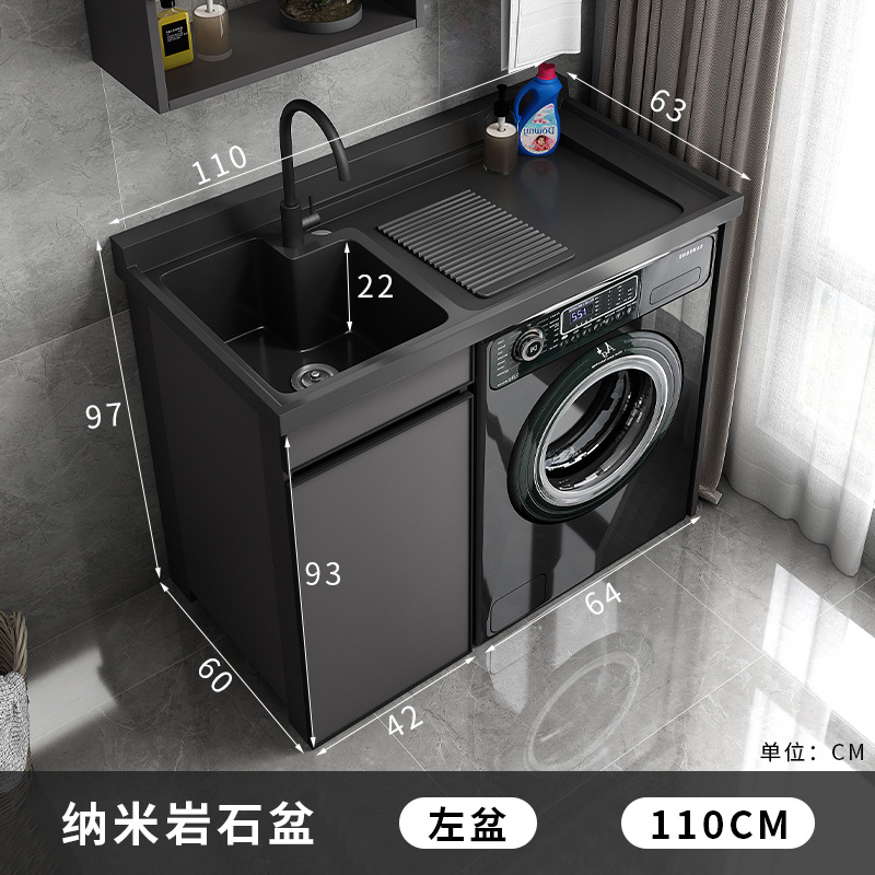 Lavadora socio integrado gabinete balcón lavabo mueble de baño lavabo mesa de lavado espacio lavadero de aluminio piscina piedra de cuarzo image 9