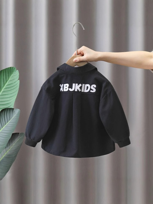男の子用シャツジャケット春秋服2025子供服男の子作業服トップスベビー秋子供服プリント長袖|undefined