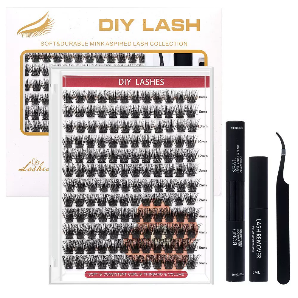 外贸跨境假睫毛套装30d40d卷翘浓密大容量DIY lashes 多款可选