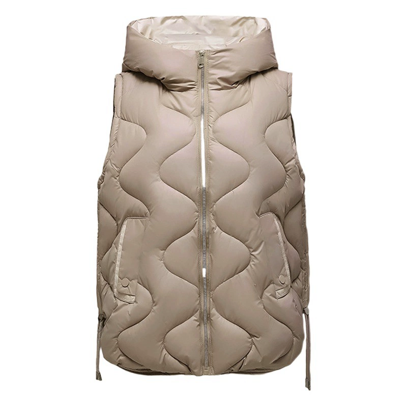 Осенне-зимний жилет Куртка с хлопковой подкладкой Женская Модная приталенная куртка с воротником-стойкой и хлопковой подкладкой Короткий жилет Наружная одежда Теплый жилет с воротником-стойкой