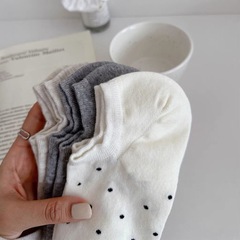 【】隱形白色淺口襪子女夏季薄ins潮波點船襪防滑不掉跟短襪
