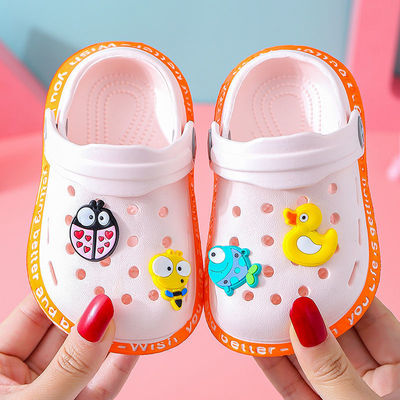 Мультяшные детские летние тапочки в стиле Crocs, нескользящие босоножки для раннего возраста, закрытый носок, коллекция 2022, мягкая подошва