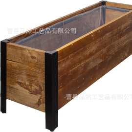 长方形棕色杉木户外鲜花种植箱可拆装木制育苗箱花盆