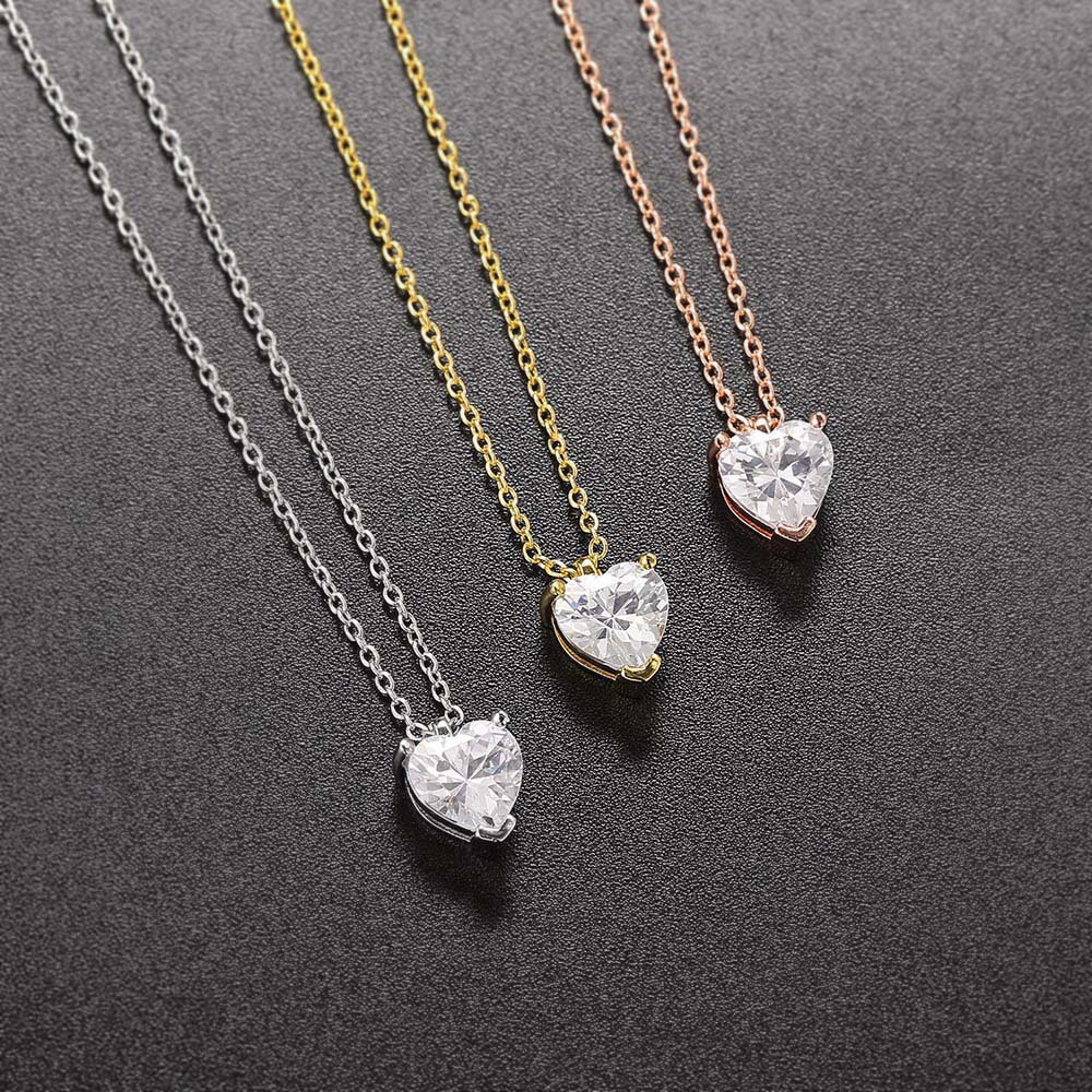 Fashion Heart Shape Copper Plating Inlay Zircon Pendant Necklace 1 Piece