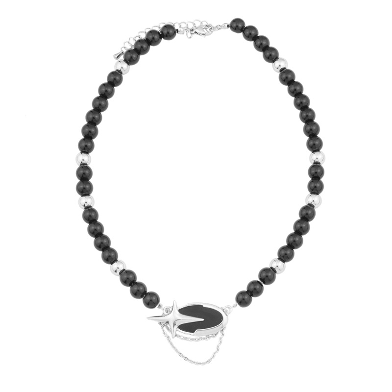 Collar de estrella estilo punk oscuro hombre, cadena unisex_voghion.com