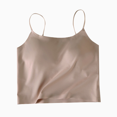 Spring and summer beautiful back vest suspender bra integrated inner body wrap chest thin ice silk seamless fixed chest pad to prevent leakage