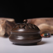 香炉纯铜檀香炉家用室内仿古 紫铜盘香炉供奉沉香熏香炉茶道摆件