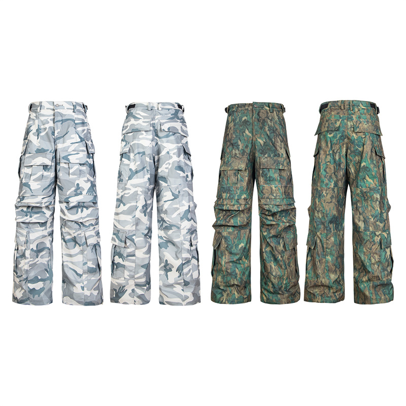 High-Quality Far Achive Heavy-Duty Tree-Pattern Camouflage Multi-Pocket Washed Vintage American-Style Trendy Brand Loose Straight-Leg Pants