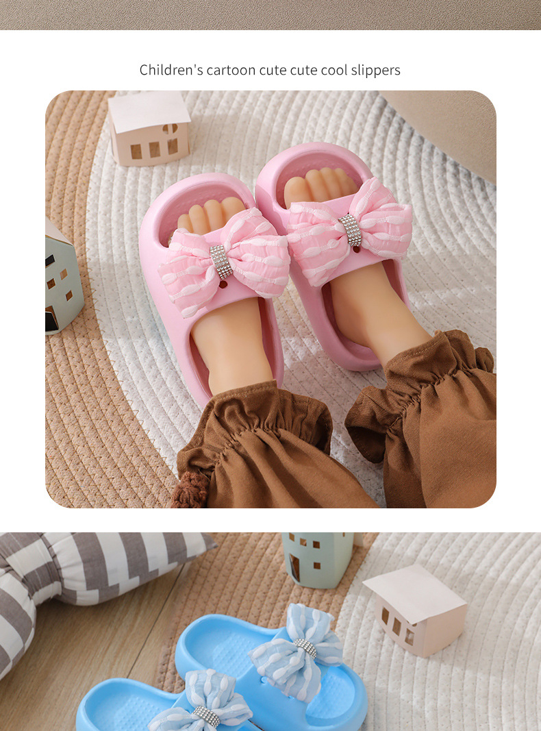 Kinder Damen Sommer süße Schleife Instagram rutschfeste dicke Sohle Indoor Outdoor Wear atmungsaktiv und bequem Koreanisch_voghion.com