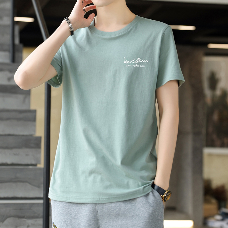 Short-Sleeved T-Shirt Men's Summer Thin Loose Casual Tops Boys' Round Neck Printed Versatile Half-Sleeved T-Shirts