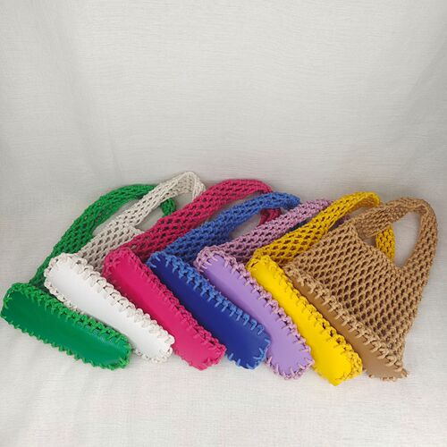 Cross-border straw woven bag cotton rope women's bag handmade woven bag handbag  Korean new style lazy style fishnet bag