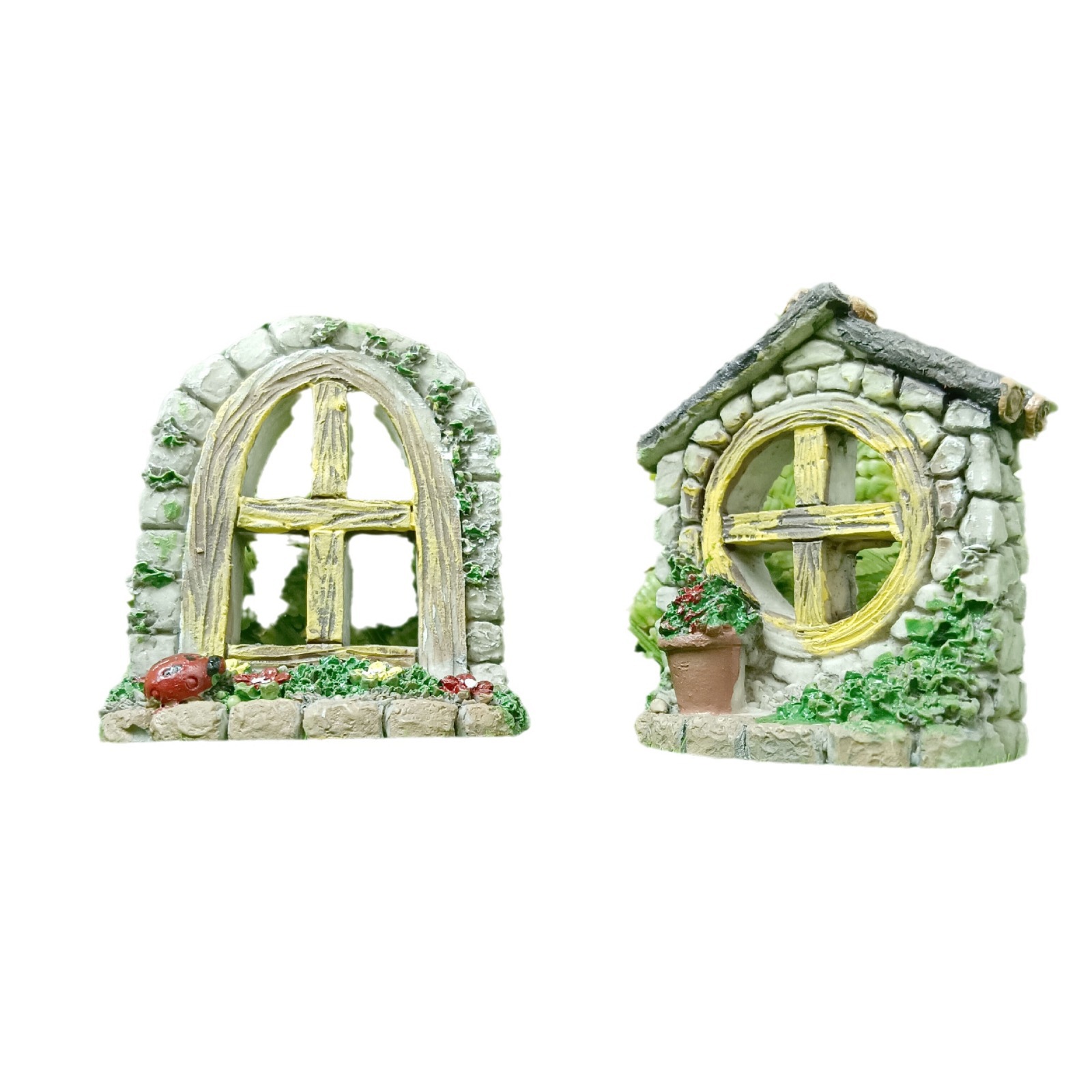 Explosiva pecera decoración de paisajismo simulación resina pequeña ventana marco de fotos accesorios resina puerta y ventana de arena ventana pastoral