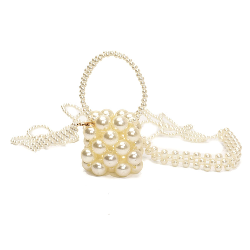 Bolso de princesa perla hueca dulce, mini bolso de hombro para niños y niñas de estilo occidental, bolso de cubo para niños de estilo nuevo de verano
