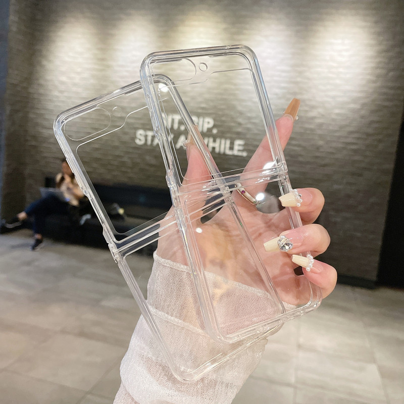 Suitable for Samsung Flip5 Mobile Phone Case Zflip6 Transparent Pc Hard Shell Samsung Zflip4 Mobile Phone Protective Cover Suitable for Samsung Flip5 Mobile Phone Case Zflip6 Transparent Pc Hard Shell Samsung Zflip4 Mobile Phone Protective Cover