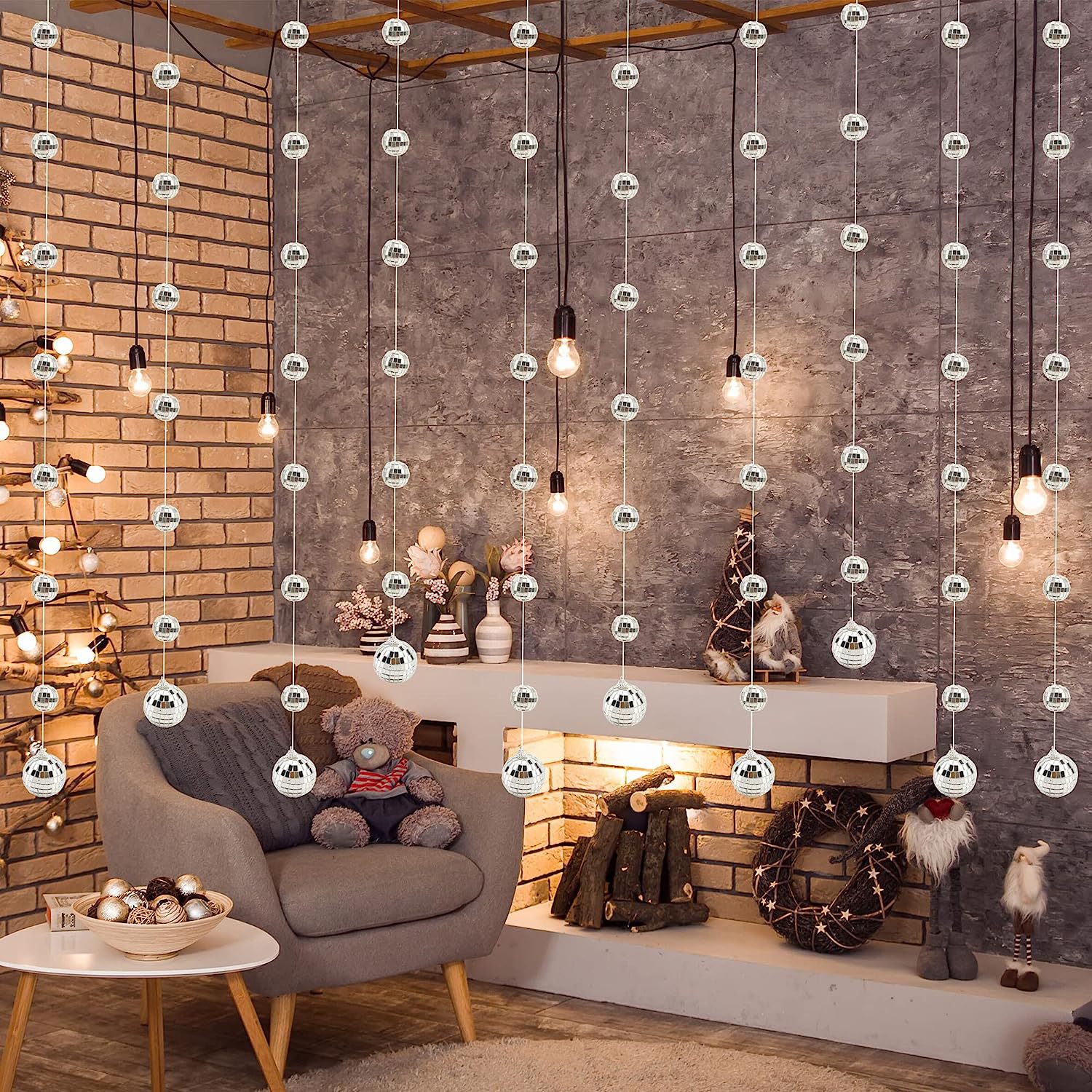 Esfera de discoteca con cadena colgante reflectante, nueva decoración navideña creativa transfronteriza para bares de Amazon 2025