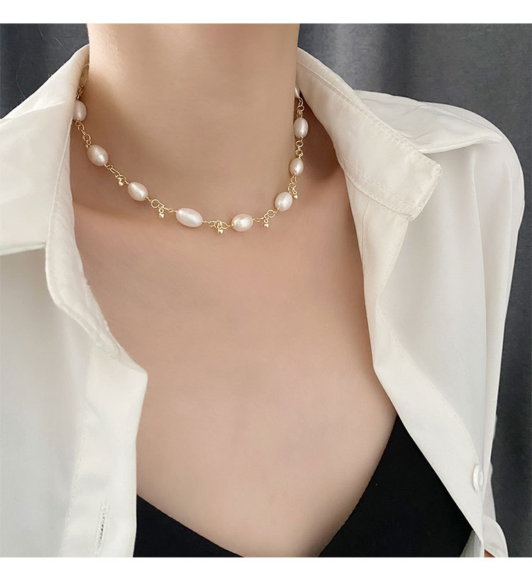 INS Style Round Pearl Copper Plating Necklace 1 Piece