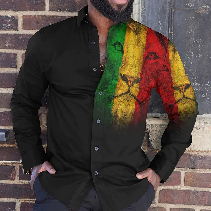 2024 новый европейский и американский летний тренд мужской 3D цифровой принт пляжный повседневный мужская повседневная рубашка с длинными рукавами
