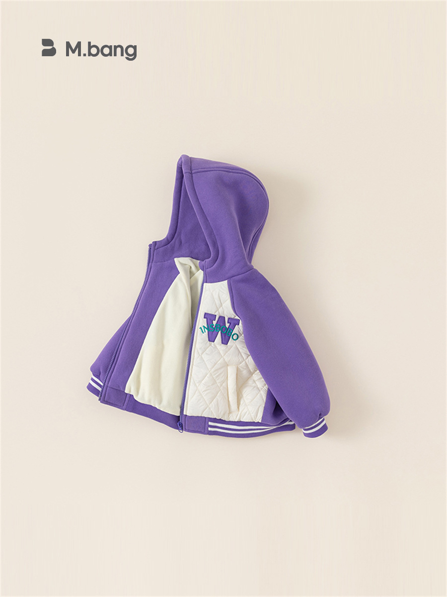 Youbao ropa para niños chaqueta para niños ropa de invierno gruesa con forro polar nueva uniforme de béisbol con capucha con letras para niñas de moda DY23034