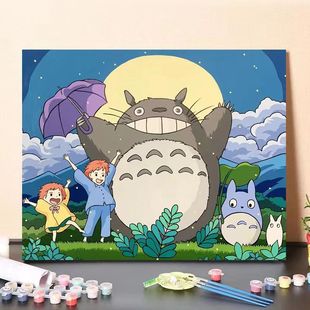 Totoro/diy digital oil painting filling color filling Cartoon Cartoon Miyazaki Hayao TikTok hot cure decorative painting