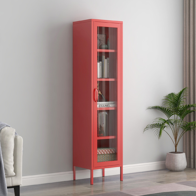 家用書櫃玻璃櫃夾縫展示櫃兒童收納櫃陽台客廳鐵藝儲物櫃整理柜子