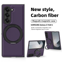 适用三星Z Fold7/6/5手机壳360旋转磁吸支架4/3碳纤纹折叠屏皮套