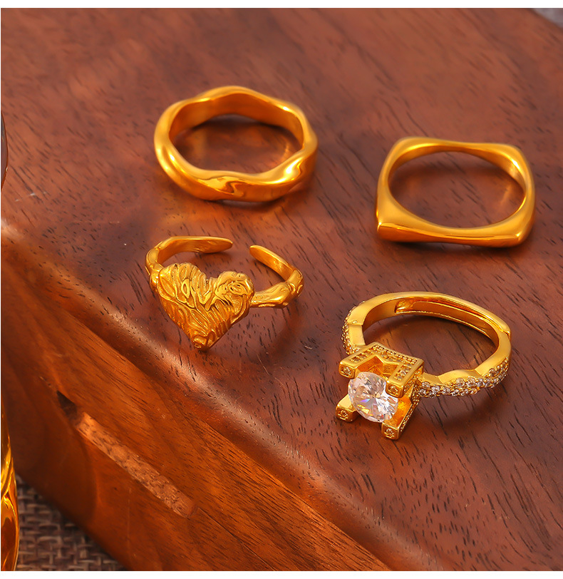 Gold Plated Geometric Stainless Steel Ring