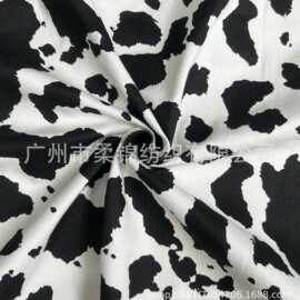 奶牛纹纯棉印花布 男童韩版衬衫棉布 水洗棉猫眼肌理纹梭织布料