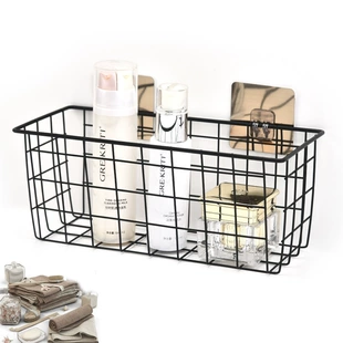 Table Storage Basket - Wire Document Organizer for Desk, Storage Box, Open Grid Design, Black or White