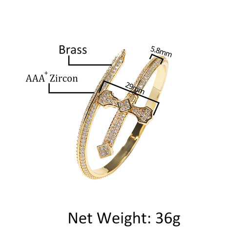 Hip-hop ancient cute European and American new product Sword of Justice bracelet copper inlaid with zircon full of diamonds trendy versatile hand jewelry wholesale