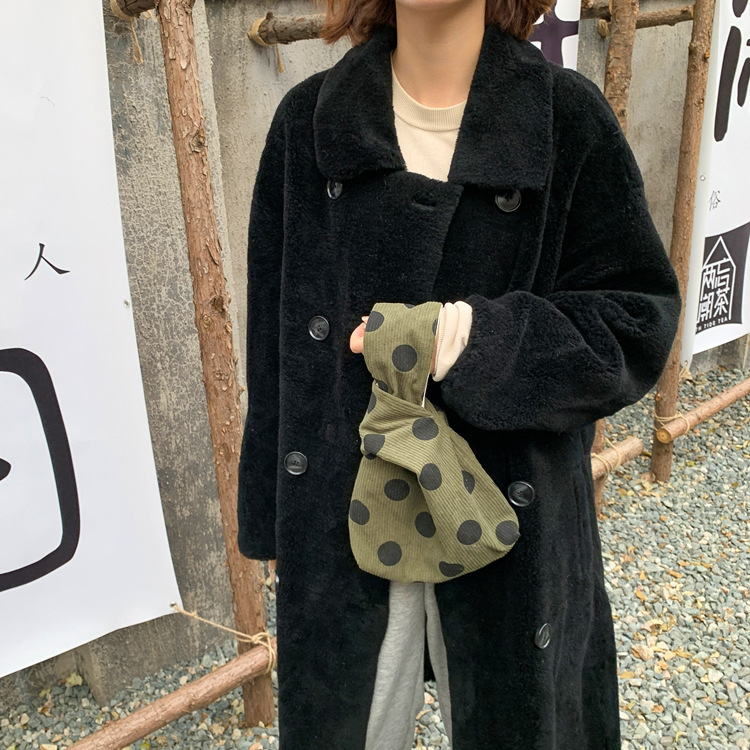 2022 autumn and winter new all-match corduroy coin purse ins polka dot dot wristlet walking bag change