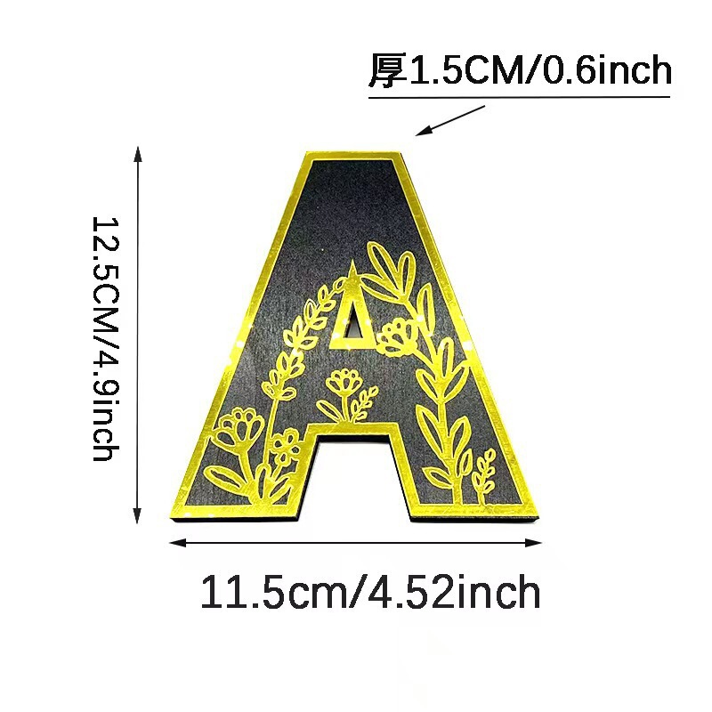 クロスボーダー彫刻アルファベット木製装飾置物花柄デザイン家庭用工芸品置物感|undefined