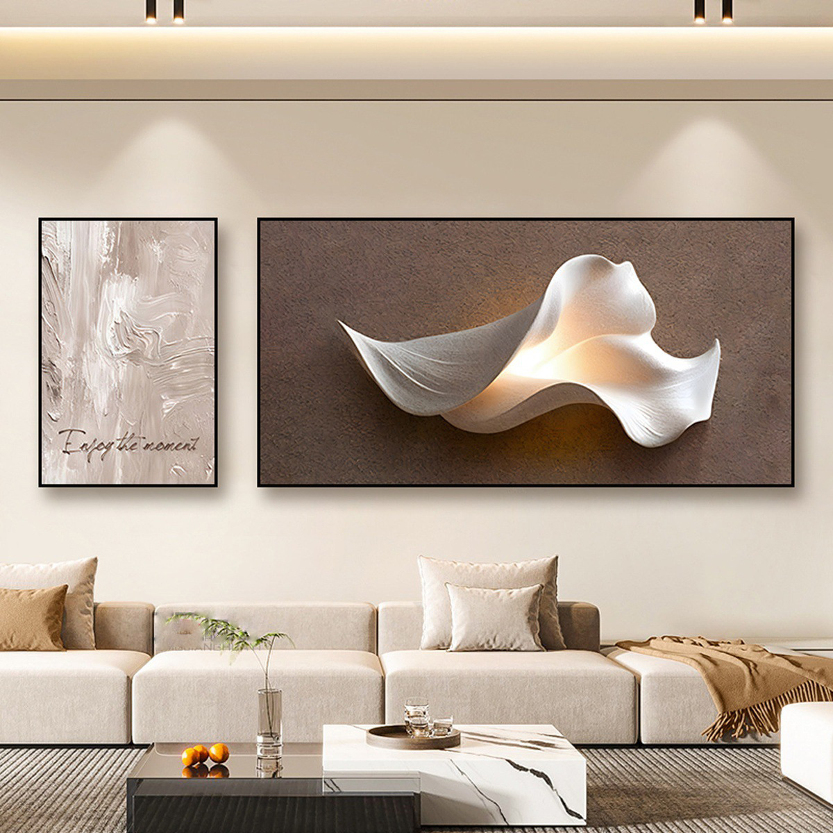 Luz de lujo de alto nivel pintura de decoración de la sala de estar estereoscópica abstracta sofá fondo pintura mural simple moderna pintura colgante