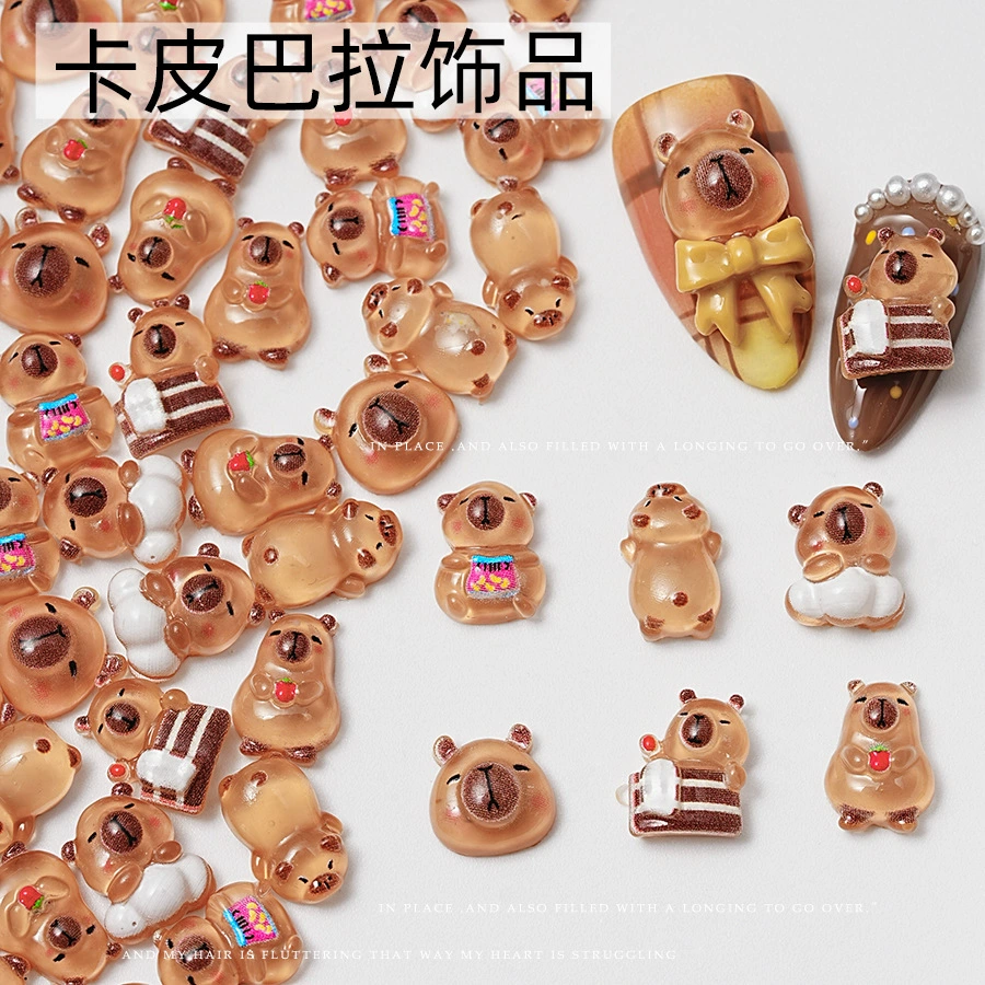 Аксессуары для дизайна ногтей с героями мультфильмов интернет-знаменитостей, смешанные аксессуары для дизайна ногтей с капибарой, милые детские украшения для дизайна ногтей с капибарой