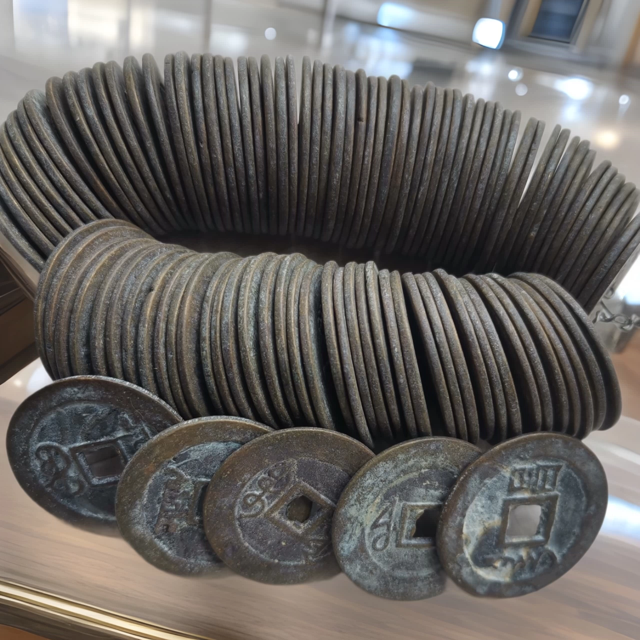 Антикварные коллекционные предметы из древних монет, старые花钱, древние медные монеты, чистая медь, медные монеты Цяньлонг Тунбао, древние монеты для привлечения богатства