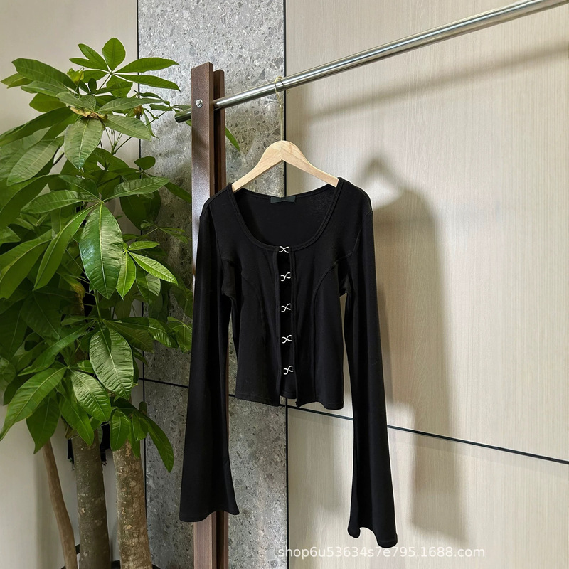 [in Stock] Smfk Infinite Loop Slim Fit Top with Flared Sleeves Knitted Cardigan New Autumn Style