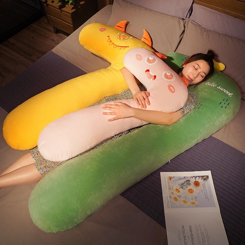 귀여운 여자는 잠을 잘 때 다리를 끼고 긴 쿠션을 한다 임산부 베개 신기 침