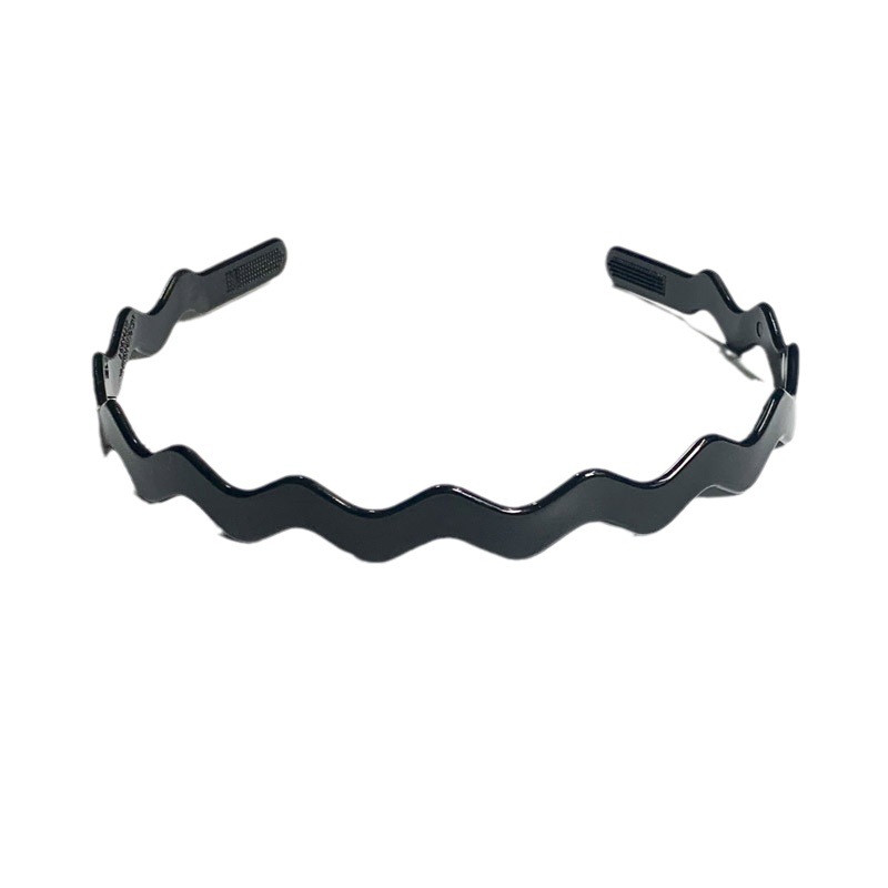 Alrededor de 1cm de ancho Internet Celebrity Wave diadema lavado de cara pelo presionando diadema hombres y mujeres de color sólido negro dentado antideslizante accesorios para el cabello tocado image 7