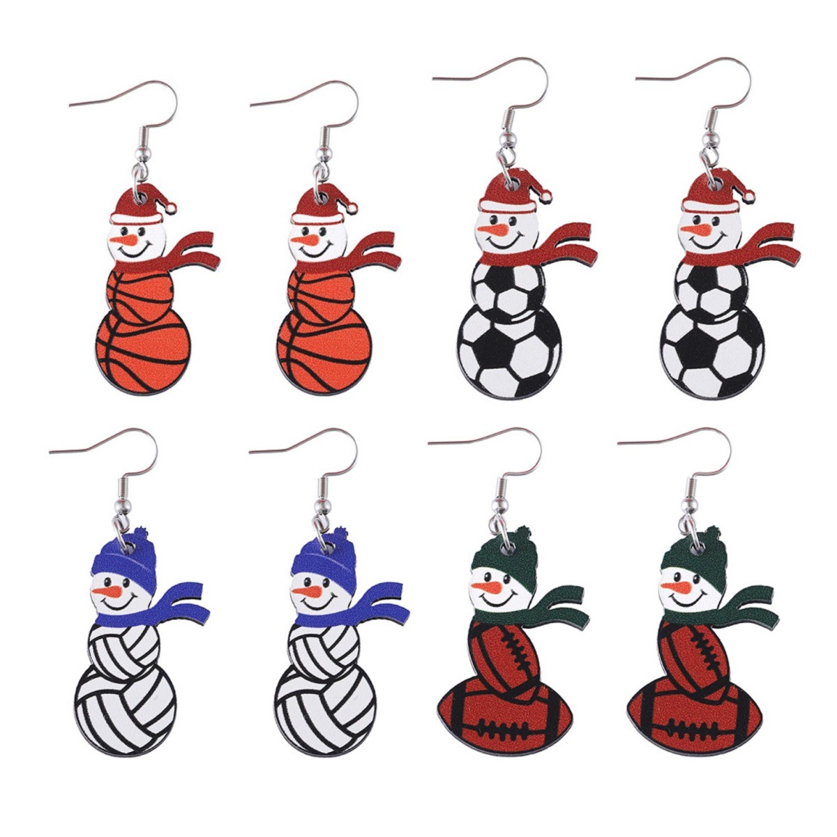 Winter Christmas football volleyball basketball wooden pendant