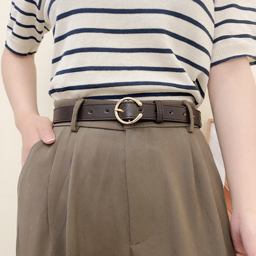 Belt women's simple and versatile summer retro ins style decorative black women's jeans belt thin style trendy women