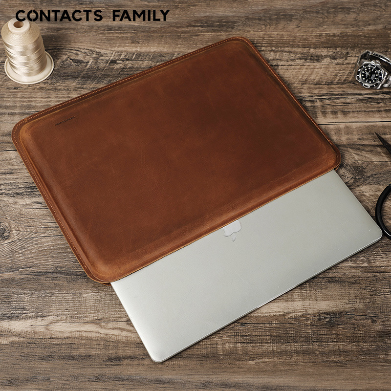 For New MacBookPro16 Protective Case Simple Crazy Horse Leather Apple Laptop Sleeve in stock