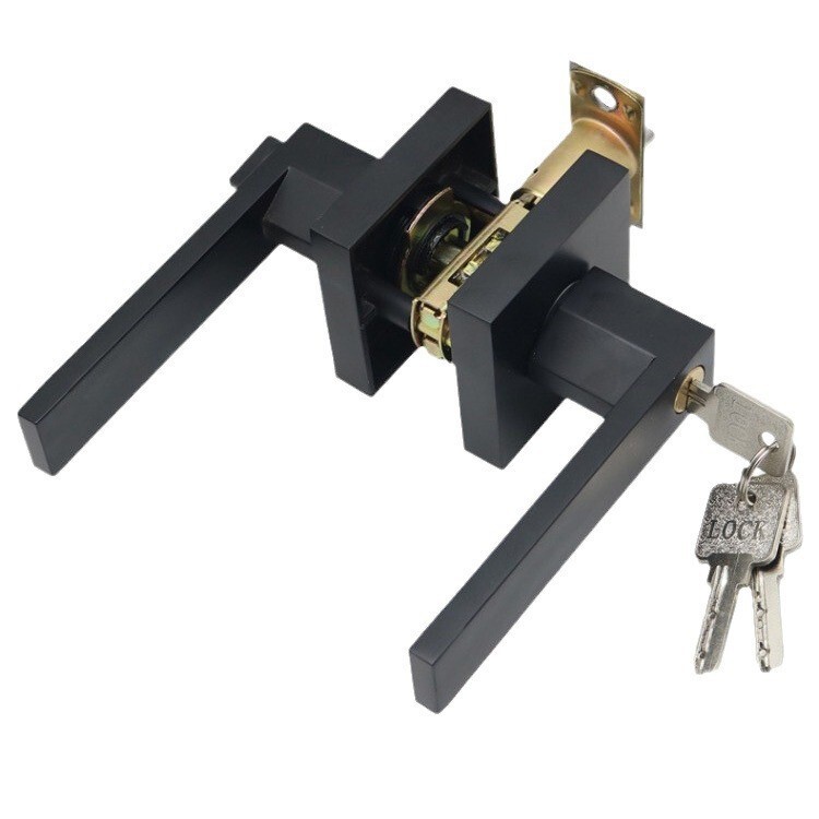 Factory Direct Sales Three-Pole Handle Lock Room Wooden Door Single Tongue Household Apartment Foreign Trade American Aluminum Alloy Door Handle Lock