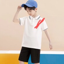 【品牌下架款】时尚儿童polo衫学院风翻领上衣两件套短裤套装