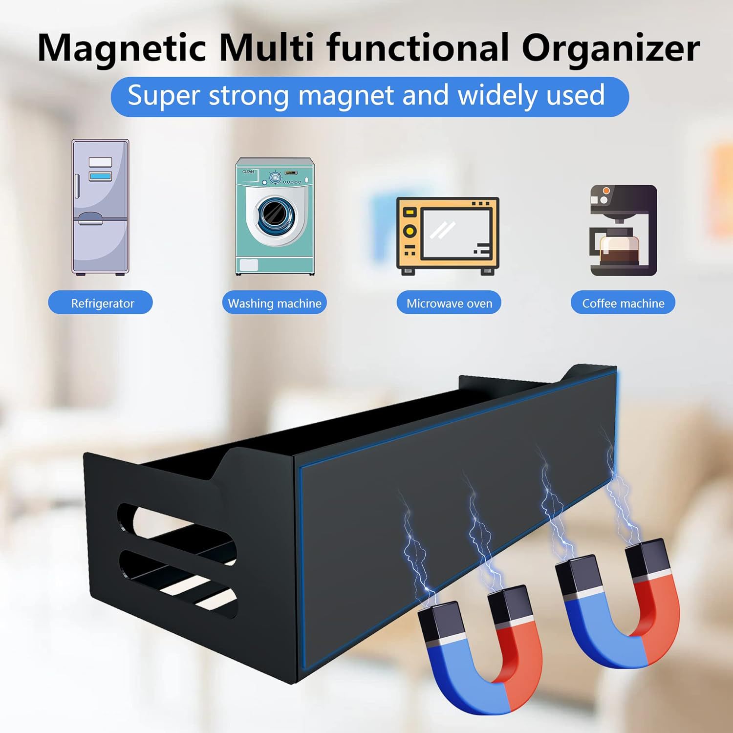 Lado del refrigerador rack de almacenamiento magnético suministros de cocina rack de almacenamiento magnético horno de microondas estante lateral sin perforar