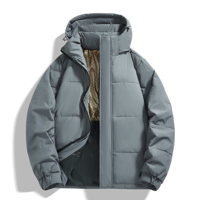 White duck for men, winter warm and loose hooded graphene down jacket, plus size couple jacket_voghion.com