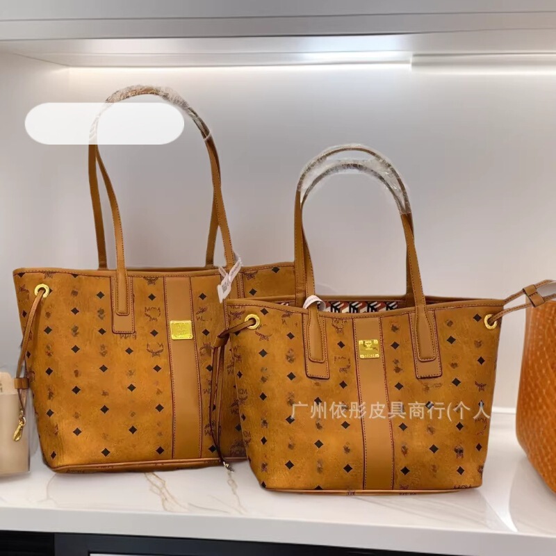Mc Tote Bag for Women 2025 New Model Genuine Leather Large Capacity Handbag Shoulder Bag Fashionable Versatile Commuter Shopping Bag