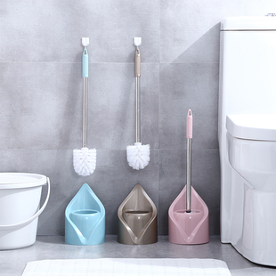 Stainless Steel Handle with Base Creative Toilet Brush Household Bathroom Toilet Brush Toilet No Dead Corner Toilet Cleaning Wang Tao