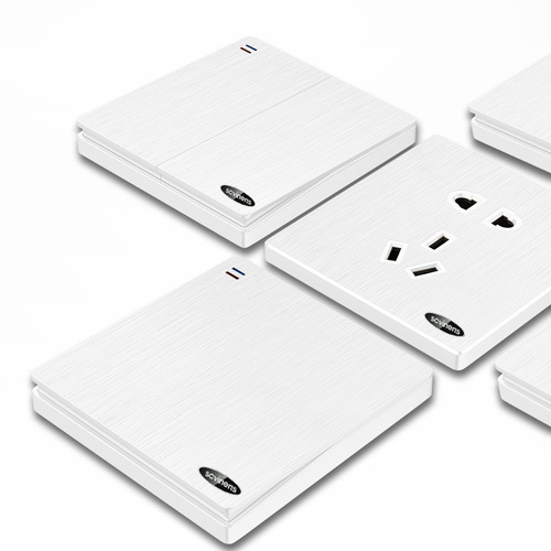 Household white concealed two-way double control switch 86 type one-way single socket panel 2-position wall switch wholesale