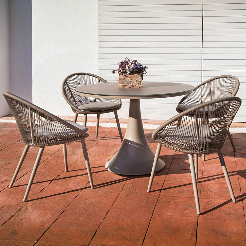 Mesa y silla de caña al aire libre combinación de aluminio al aire libre balcón patio muebles de ocio al aire libre impermeables image 4